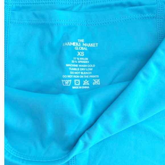 Farmers Market Bike Shorts High Waist Athletic Pocket tennis ball Blue XS - Picture 3 of 4